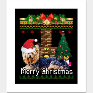 Ugly Christmas Sweater YORKSHIRE TERRIERS Posters and Art